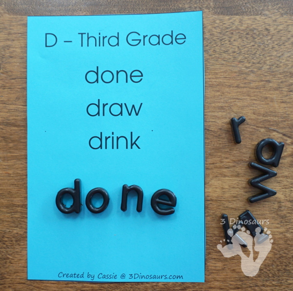 Free Dolch Sight Word Third Grade Wall Cards - word sorted by letter - 3Dinosaurs.com