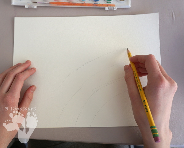Watercolor Rainbow Process Art - kids can great creative and explore how water spreads things out with this craft for St. Patricks Day or springtime - 3Dinosaurs.com