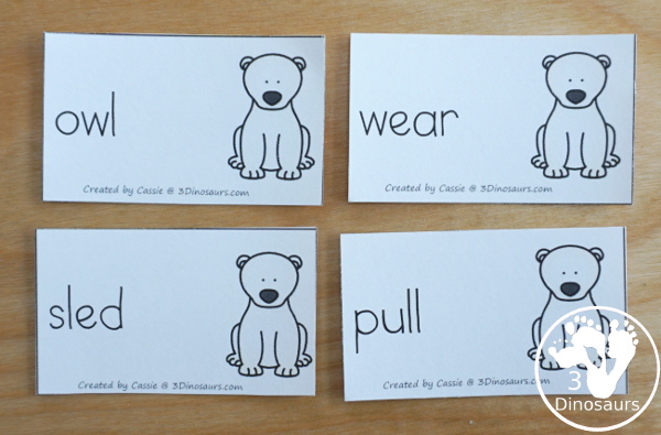 Free Polar Bear Sorting Nouns & Verbs with Polar Bears Past Bedtime - 20 sorting cards for nouns and verbs with sorting mat and writing worksheet - 3Dinosaurs.com