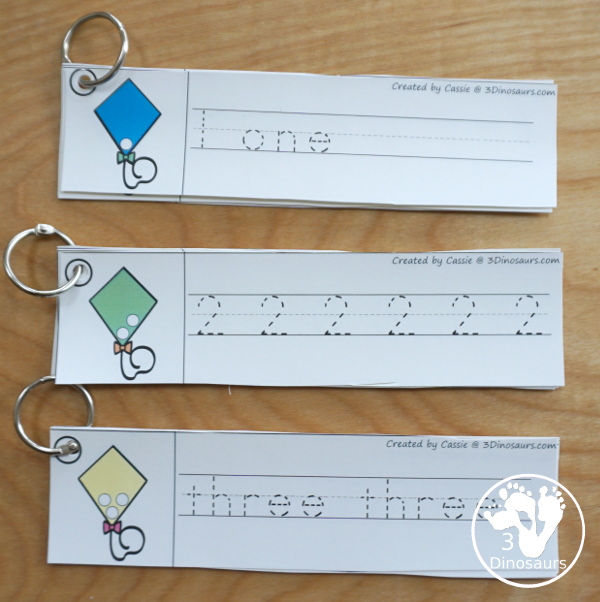 Spring Activities Pack with Prewriting, Shapes, ABCs, and Numbers - 191 pages of activities with no-prep pages, clip cards and tracing strips to help with learning skills with cute kites - 3Dinosaurs.com