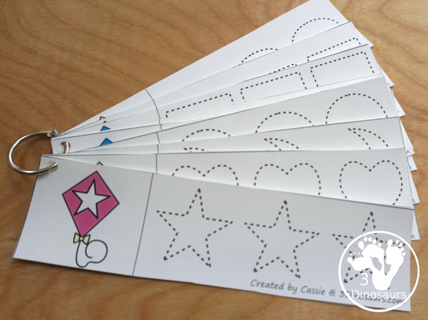 Spring Activities Pack with Prewriting, Shapes, ABCs, and Numbers - 191 pages of activities with no-prep pages, clip cards and tracing strips to help with learning skills with cute kites - 3Dinosaurs.com