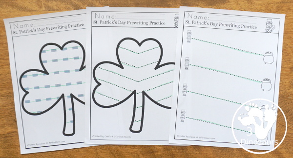 St. Patrick's Day Activities Pack with Prewriting, Shapes, ABCs, and Numbers - 191 pages of activities with no-prep pages, clip cards and tracing strips to help with learning skills - 3Dinosaurs.com