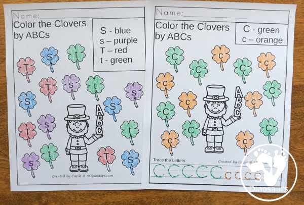 St. Patrick's Day Activities Pack with Prewriting, Shapes, ABCs, and Numbers - 191 pages of activities with no-prep pages, clip cards and tracing strips to help with learning skills - 3Dinosaurs.com