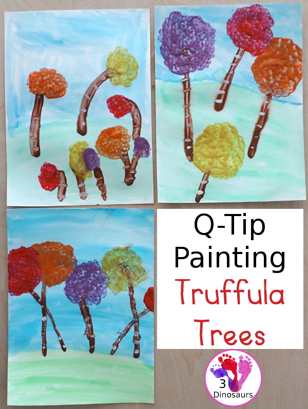 Q-Tip Painted: Truffula Tree -a fun painting project to go with the book the Lorax - 3Dinosaurs.com