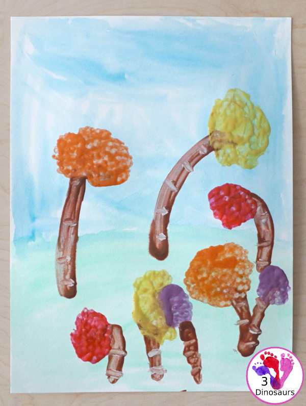 Q-Tip Painted: Truffula Tree -a fun painting project to go with the book the Lorax - 3Dinosaurs.com