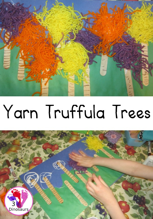 Yarn Truffula Trees - a fun and easy craft for the book The Lorax and Earth Day- 3Dinosaurs.com