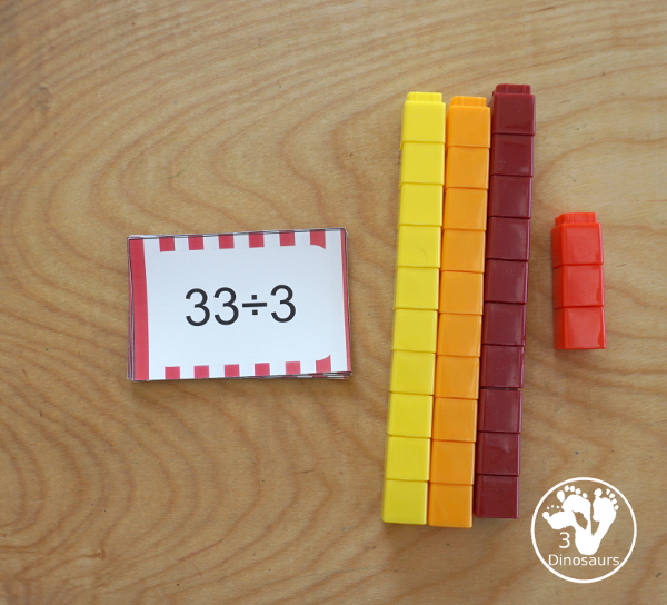 Free Division Flash Cards - with division from 1 to 12 with white, red, green, pink and blue options for the cards - 3Dinosaurs.com