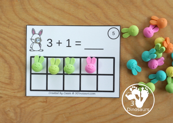 Free Easter Egg Ten Frame Addition Cards - with two addition ten frame cards and a recording sheet to use with kids - 3Dinosaurs.com - 3Dinosaurs.com