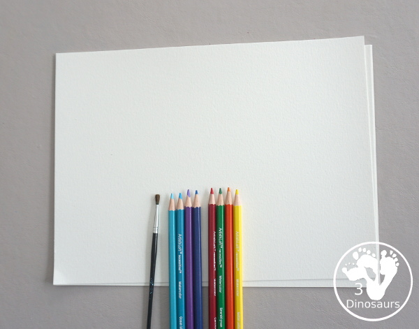 Rainbow Watercolor Pencil Painting - this is a great way to change up coloring and painting activities and watch how the pencil coloring mixes on the paper and makes a great watercolor painting  - 3Dinosaurs.com