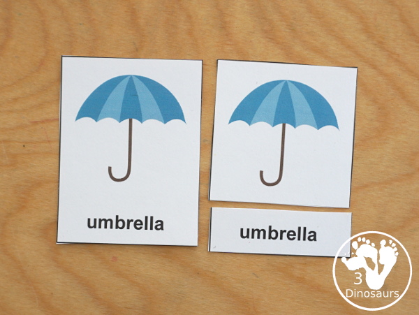 Free Spring printable - 3 part cards for spring words printable - 3Dinosaurs.com