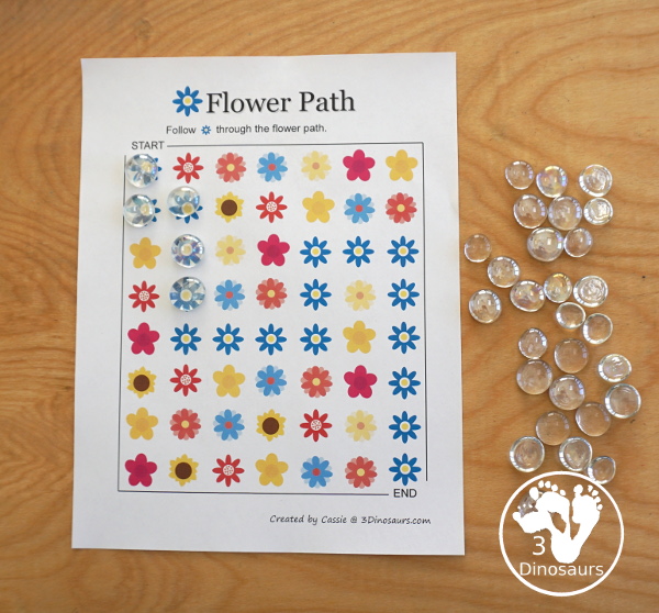 Free Spring printable - spring printable flower mazes for kids to follow - 3Dinosaurs.com