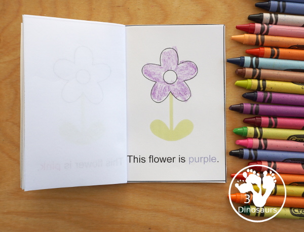 Free Spring Tot Pack Printable - work on 11 different colors with this fun flower color book - 3Dinosaurs.com
