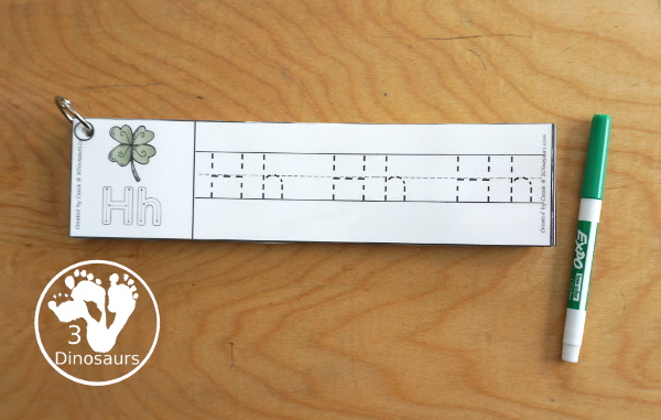 Free St Patrick's Day Themed ABC Tracing Strips - making an alphabet tracing center for kids with ideas of how to use the letters - 3Dinosaurs.com