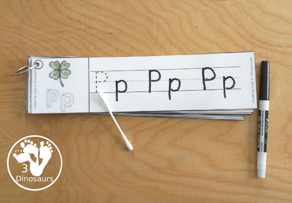 Free St Patrick's Day Themed ABC Tracing Strips - making an alphabet tracing center for kids with ideas of how to use the letters - 3Dinosaurs.com