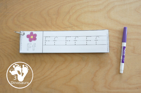 Free Flower Theme ABC Tracing Strips - with uppercase and lowercase together. You have flowers plus you can see an example of how to trace the letters - 3Dinosaurs.com