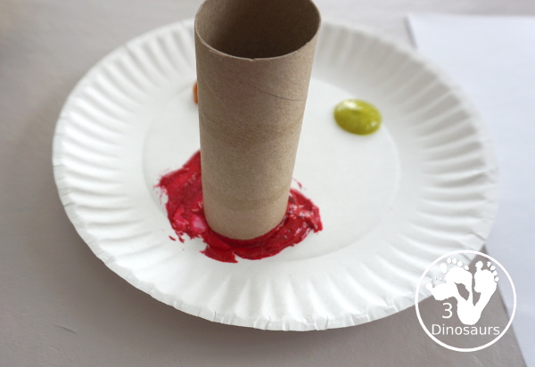 Paper Roll Rainbow Painting - a simple rainbow painted with paper rolls this is a great rainbow, spring and St. Patrick's Day craft - 3Dinosaurs.com