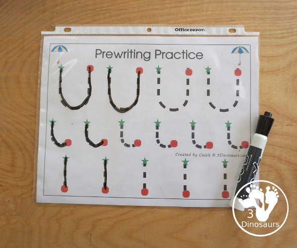 Free Romping & Roaring U Pack Letter Pack: U is for Umbrella - a letter U pack that has prewriting, finding letters, tracing letters, coloring pages, shapes, puzzles and more - 3Dinosaurs.com