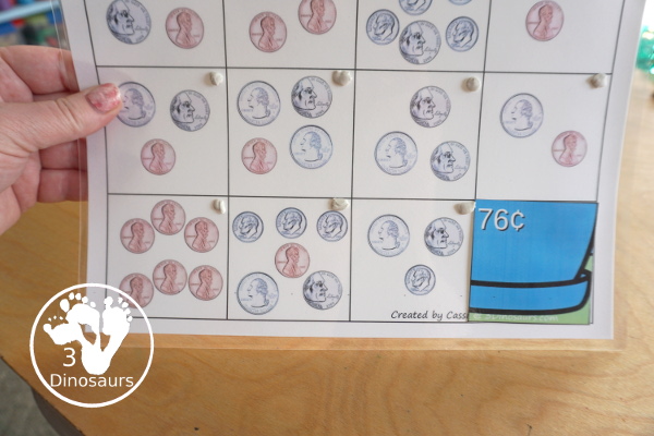 Free Spring Themed Money Puzzle - a 12 piece puzzle with counting coins and matching the correct puzzle pieces with puzzle mat, and recording sheet - 3Dinosaurs.com