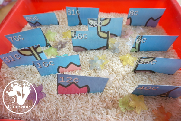 Free Spring Themed Money Puzzle - a 12 piece puzzle with counting coins and matching the correct puzzle pieces with puzzle mat, and recording sheet - 3Dinosaurs.com