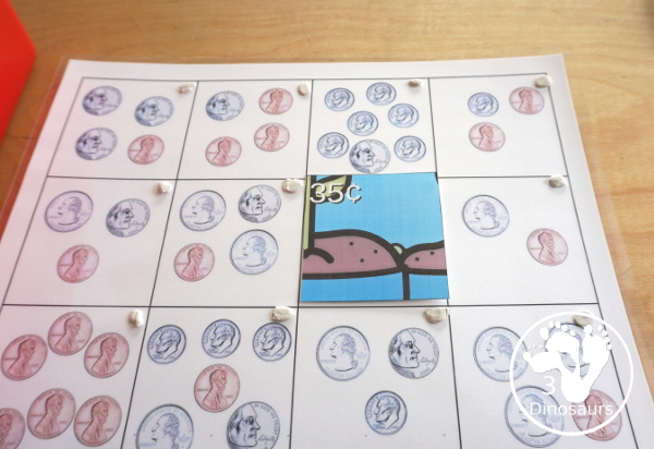 Free Spring Themed Money Puzzle - a 12 piece puzzle with counting coins and matching the correct puzzle pieces with puzzle mat, and recording sheet - 3Dinosaurs.com