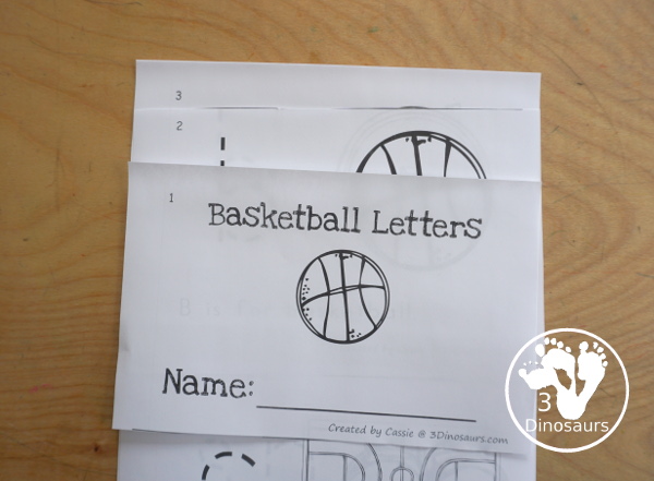 Free Basketball ABC Easy Reader Book - with tracing lower letters and 5 themes in the book for kids to use in kindergarten and prek  - 3Dinosaurs.com