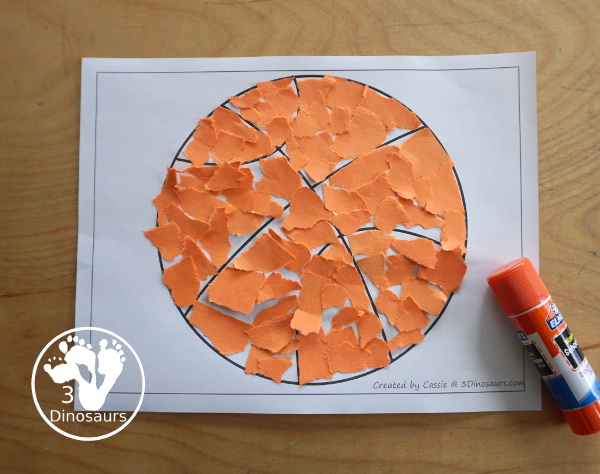 Free Basketball Fine Motor Dot Marker Printables - with four pages of printables with basketball template to color, basketball to trace, basketball to q-tip and a dot marker basketball, all great for spring and summer fine motor centers. - 3Dinosaurs.com