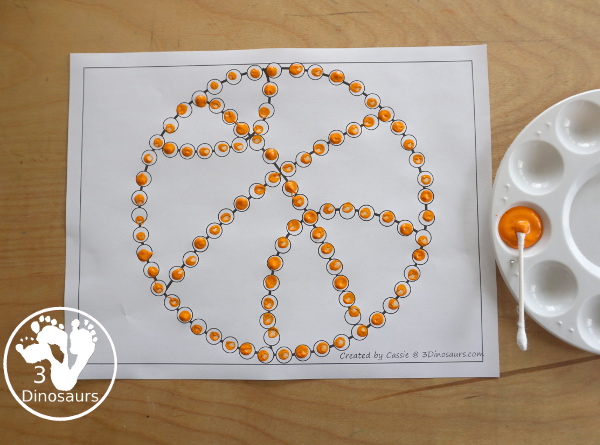 Free Basketball Fine Motor Dot Marker Printables -  with four pages of printables with basketball template to color, basketball to trace, basketball to q-tip and a dot marker basketball, all great for spring and summer fine motor centers. - 3Dinosaurs.com