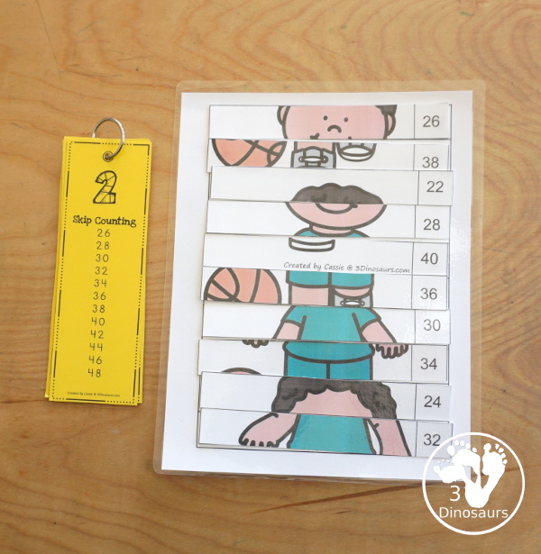 Free Basketball Skip Counting by 2 Puzzles - two skip counting puzzles for 2 to 20 and 22 to 40 for kids to learning skip counting by 2 - 3Dinosaurs.com
