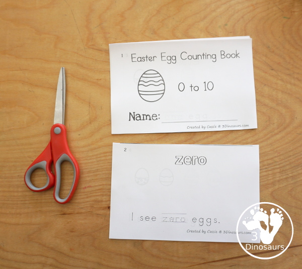 Free Easter Egg Number Word Counting Book Printable - with numbers from - to 10 for tracing, coloring and counting easter eggs - how to make book - 3Dinosaurs.com