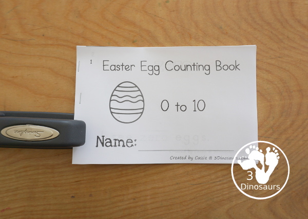 Free Easter Egg Number Word Counting Book Printable - with numbers from - to 10 for tracing, coloring and counting easter eggs - how to make book - 3Dinosaurs.com