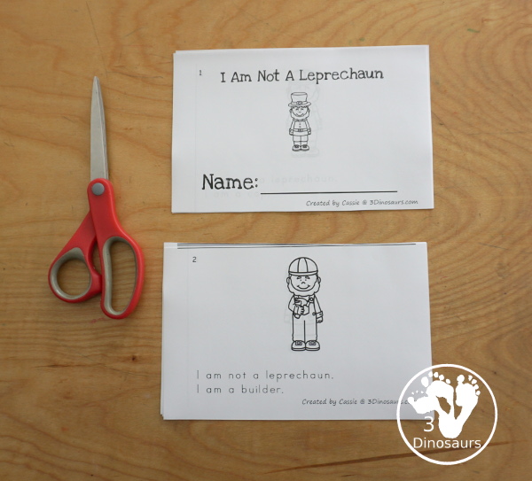 Free I am Not a Leprechaun Easy Reader Book Printable - it has several pages in the book with leprechauns dressed up as other things to hide. Plus a page to disguise your own leprechaun in a 10 page easy reader book for Saint Patrick's Day - 3Dinosaurs.com