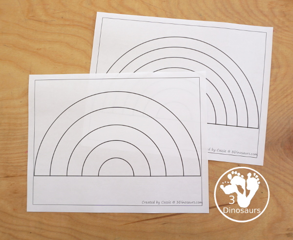 Free Rainbow Fine Motor Dot Marker Printables -  with six pages of printables with rainbows template to color, rainbows to trace, rainbow to q-tip and a dot marker rainbow, all great for spring fine motor centers. - 3Dinosaurs.com