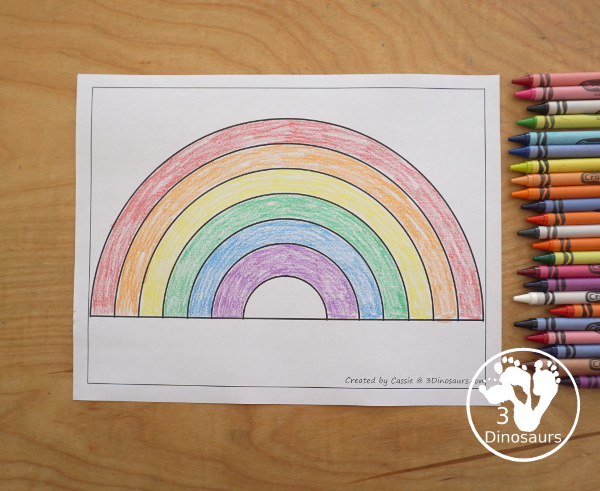 Free Rainbow Fine Motor Dot Marker Printables - with six pages of printables with rainbows template to color, rainbows to trace, rainbow to q-tip and a dot marker rainbow, all great for spring fine motor centers. - 3Dinosaurs.com