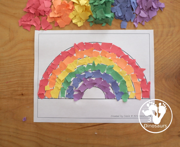 Free Rainbow Fine Motor Dot Marker Printables - with six pages of printables with rainbows template to color, rainbows to trace, rainbow to q-tip and a dot marker rainbow, all great for spring fine motor centers. - 3Dinosaurs.com