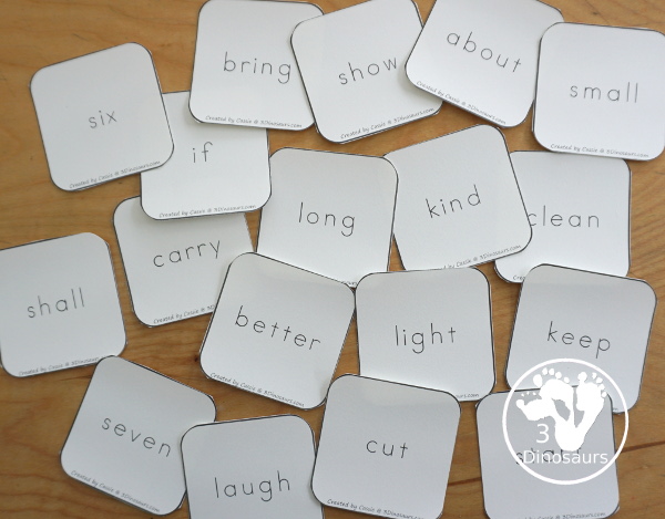 Free Cube Sight Word Flashcards - All 220 Dolch Sight Words - 6 cube cards on each page with cards for eash Dolch sight word list: preprimer, primer, first grade, second grade, and third grade - 3Dinosaurs.com