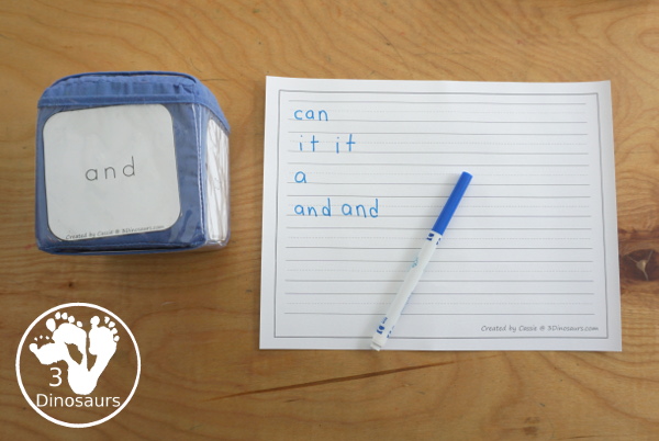 Free Cube Sight Word Flashcards - All 220 Dolch Sight Words - 6 cube cards on each page with cards for eash Dolch sight word list: preprimer, primer, first grade, second grade, and third grade - 3Dinosaurs.com