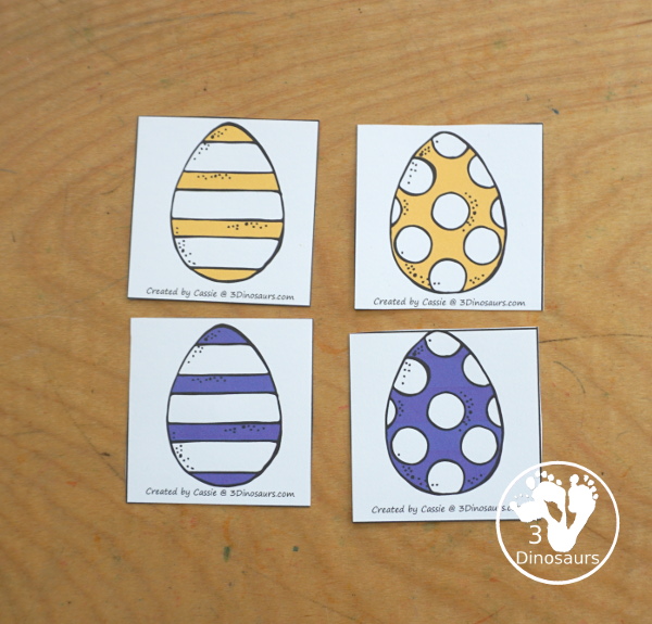 Easter Egg Color Pack - Color clip cards with  11 different colors and three words options on each card to clip. - 3Dinosaurs.com
