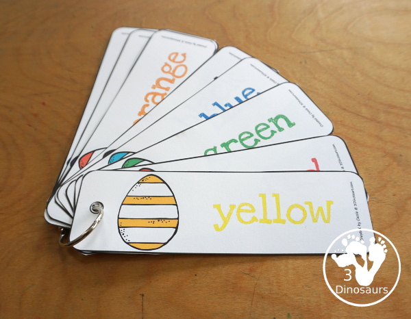 Easter Egg Color Pack - Color clip cards with  11 different colors and three words options on each card to clip. - 3Dinosaurs.com