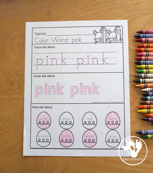 Easter Egg Color Pack - Color clip cards with  11 different colors and three words options on each card to clip. - 3Dinosaurs.com