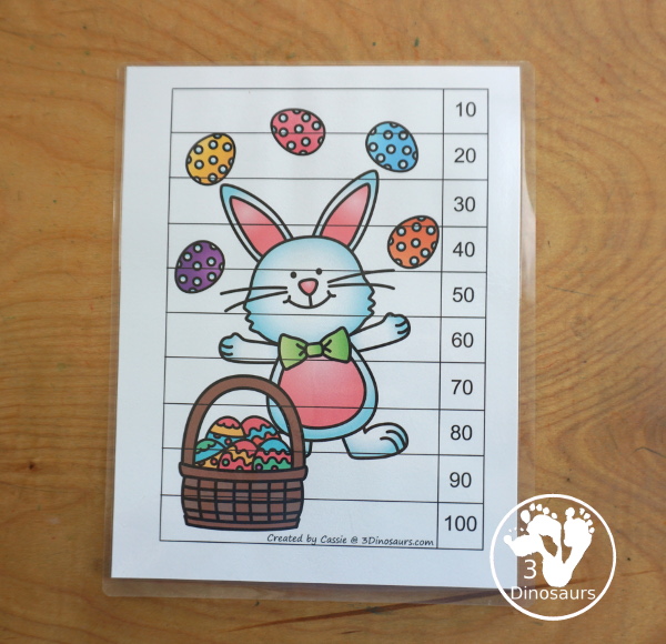 Free Easter Skip Counting Puzzles - printing and laminating the puzzles - 3Dinosaurs.com