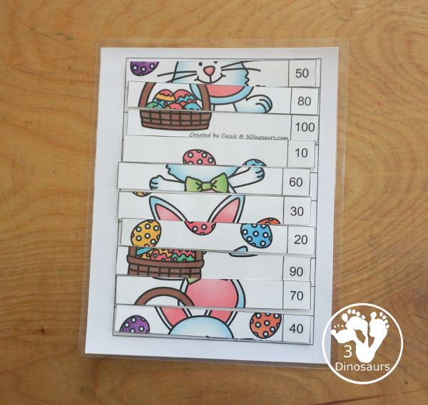 Free Easter Skip Counting Puzzles - fun change for a skip counting puzzle center with a puzzle mixed up to put in order- 3Dinosaurs.com