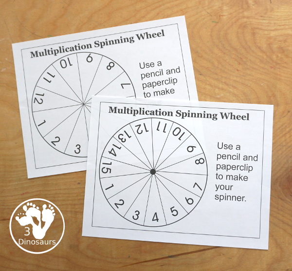 Pencil Multiplication Roll & Cover has multiplication 1 to 12 and 1 to 15 with two options of equations for each set. 1 to 12 spinners and 1 to 15 spinners - 3Dinosaurs.com