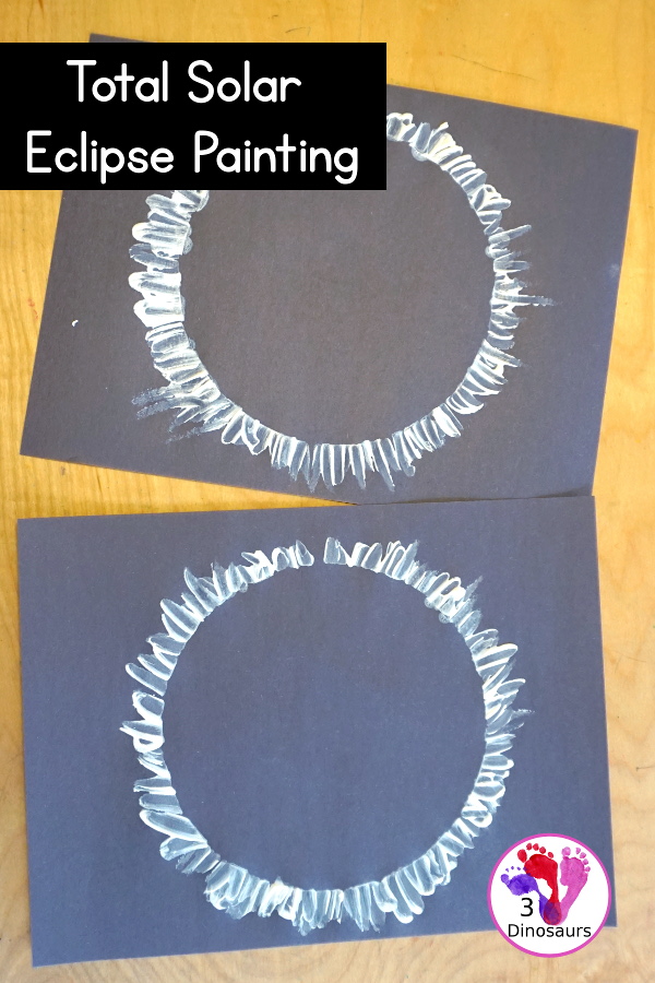 Total Solar Eclipse Painting - a simple q-tip painting you can make for the solar eclipse. It has very simple steps to make it. - 3Dinosaurs.com