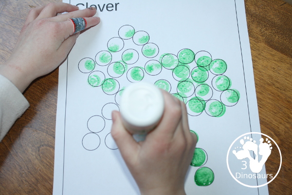 Free St Patrick's Day Dot Markers Printables 
 has two versions with dot to make clover and rainbow and dot marker letters for St. Patrick's Day themes - 3Dinosaurs.com