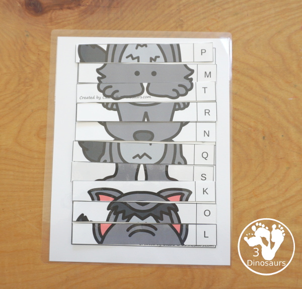 Free Little Red Riding Hood Alphabetical Order Puzzle Printable has three puzzles for kids to put the uppercase letters in order. The puzzles start with letters at the top and work their way down to put them in ascending order. 3Dinosaurs.com