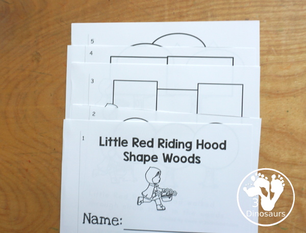 Free Little Red Riding Hood Shape Woods Easy Reader Book - a fun 14 page easy reader book with different shape trees for Little Red Riding Hood to walk to through on the way to Grandma's House. - 3Dinosaurs.com