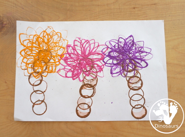 Paper Roll Truffula Tree Painting - this is a paper roll stamp painting truffula tree for the Dr Seuss's The Lorax - 3Dinosaurs.com