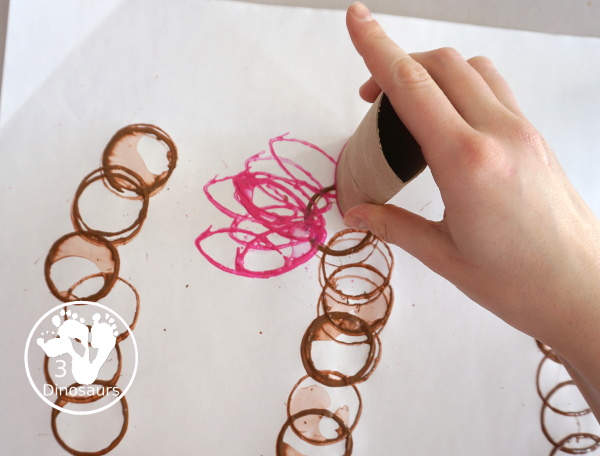 Paper Roll Truffula Tree Painting - this is a paper roll stamp painting truffula tree for the Dr Seuss's The Lorax - 3Dinosaurs.com