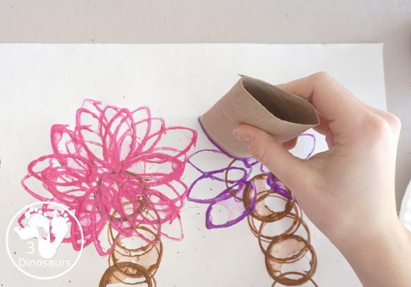 Paper Roll Truffula Tree Painting - this is a paper roll stamp painting truffula tree for the Dr Seuss's The Lorax - 3Dinosaurs.com