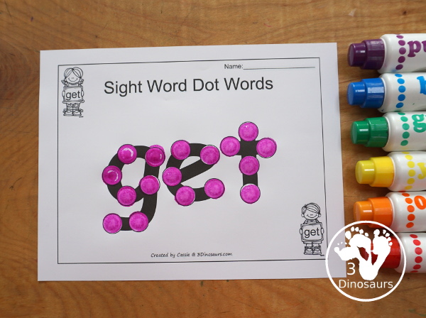 Romping & Roaring Primer Sight Words: eat, four, get, good - 6 pages of activities for each sight word- 3Dinosaurs.com